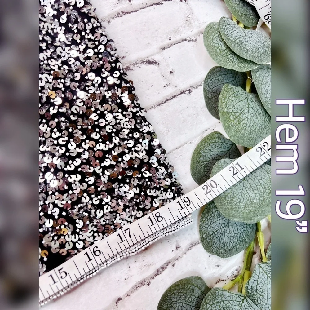 Stenay Vintage Silver Sequin Party Dress made in India Silk Lining 10 - Picture 7 of 14